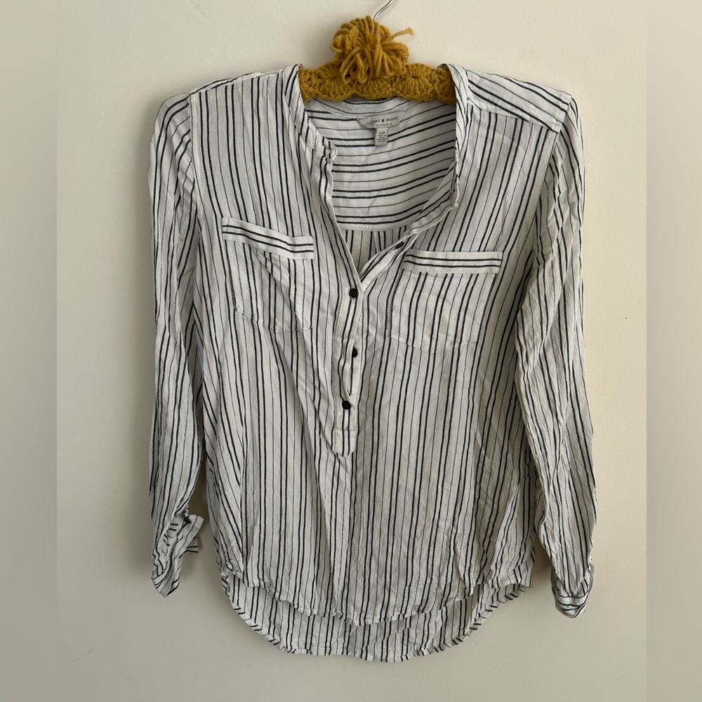 Lucky Brand Black and White Striped Blouse